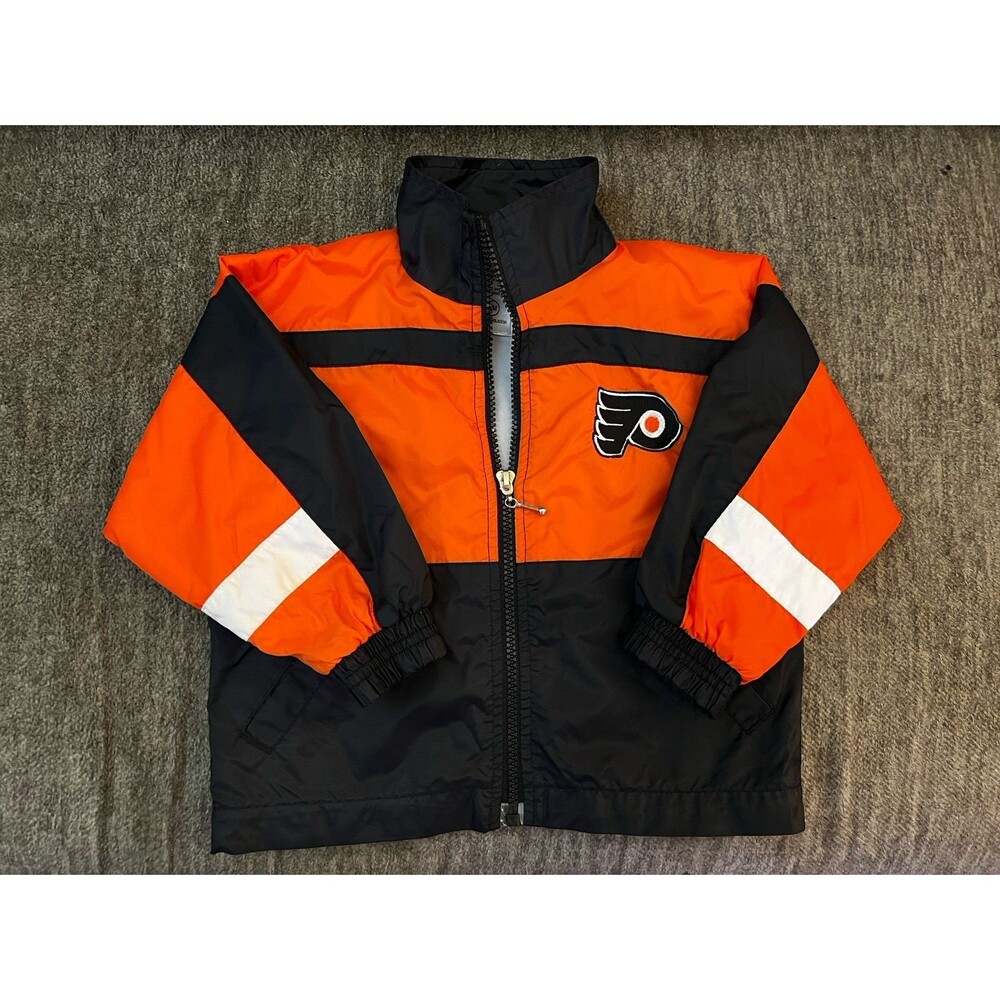 Vintage Philadelphia Flyers Toddler Windbreaker Jacket 24 Months Orange Black
